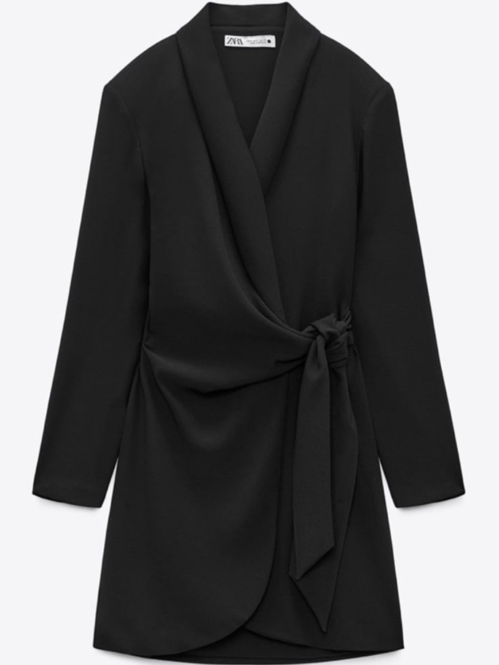 Zara Black Wrap-Front Blazer with Side Knot